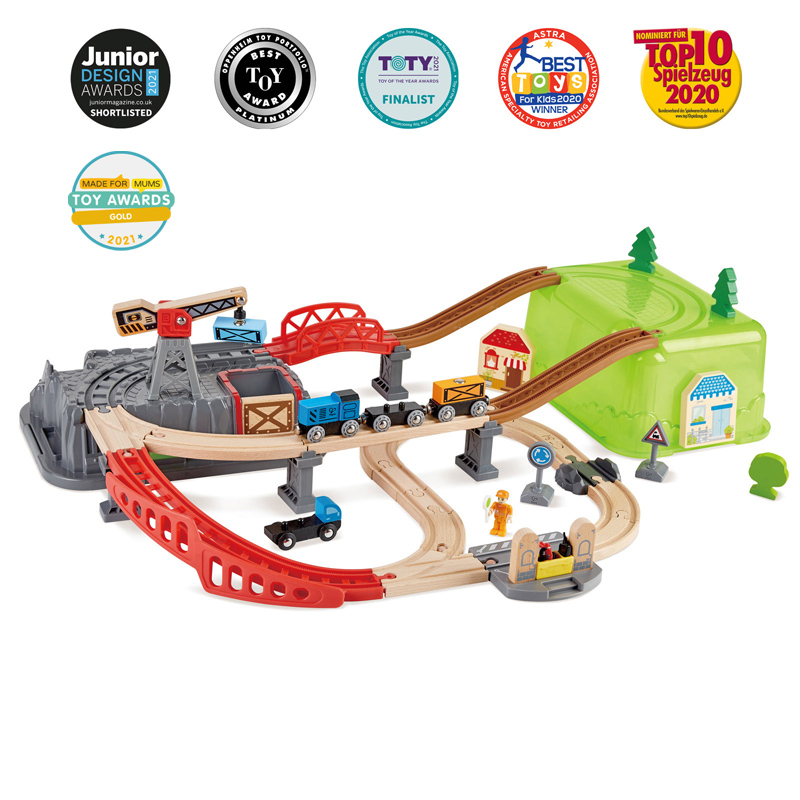 Hape Jungle Adventure Toddler Bead Maze & Wooden Railway Train Track Play Table 