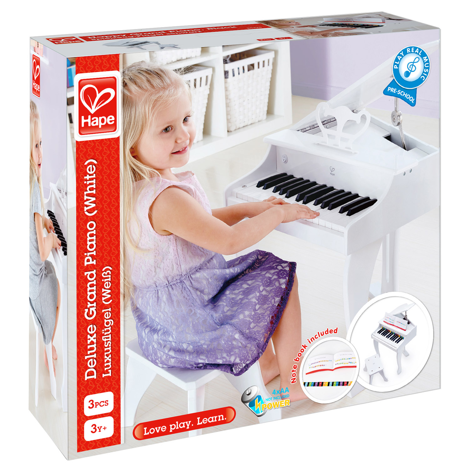 デラックスグランドピアノ（白色） | E0338 | Hape Toys