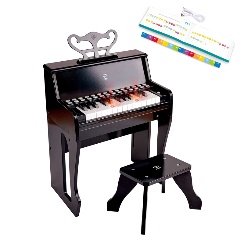 Learn with Lights Black Piano with Stool
