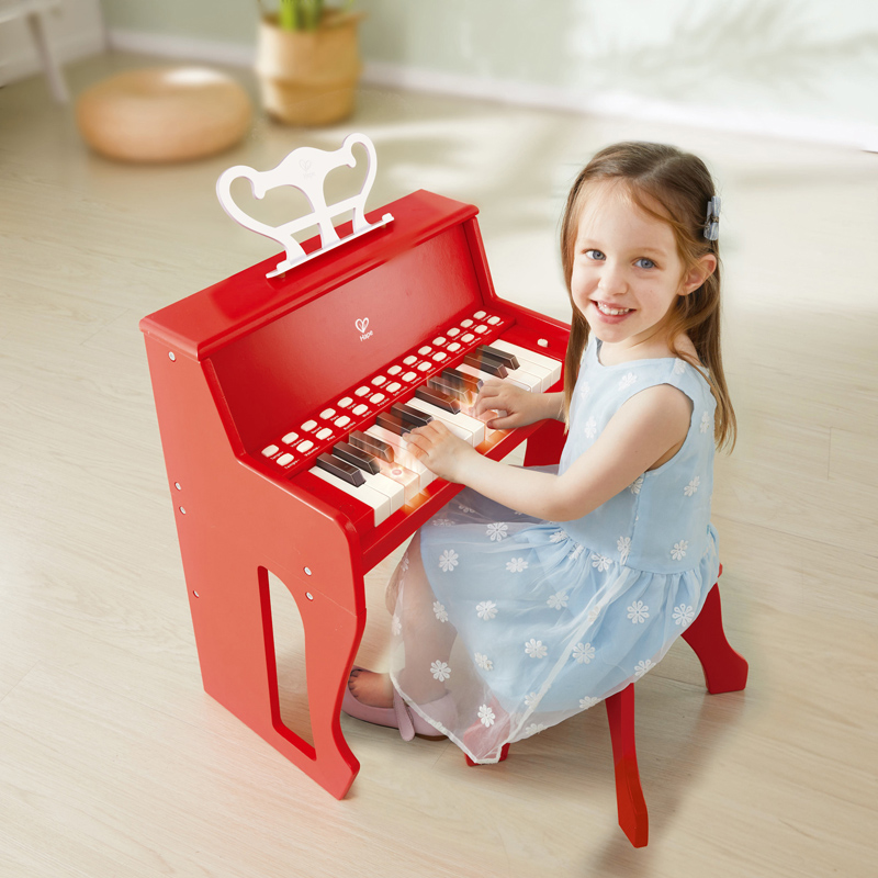 Hape Learn with Lights Red Piano w/ Stool