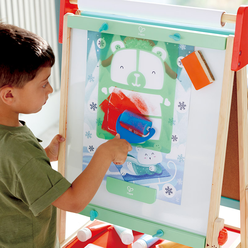  Award Winning Hape All-in-One Wooden Kid's Art Easel with Paper  Roll and Accessories Cream, L: 18.9, W: 15.9, H: 41.8 inch : Video Games