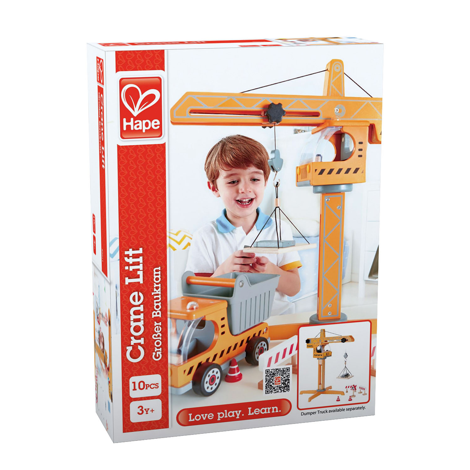 Hape Wooden Crane Lift Kids Childrens Building Pretend Play Toy Playset 