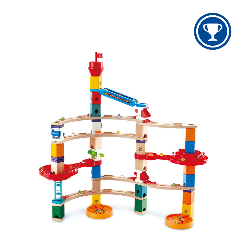 Hape E6004 Quadirlla Whirl And Twirl Wooden Marble Run Construction Set For Kids